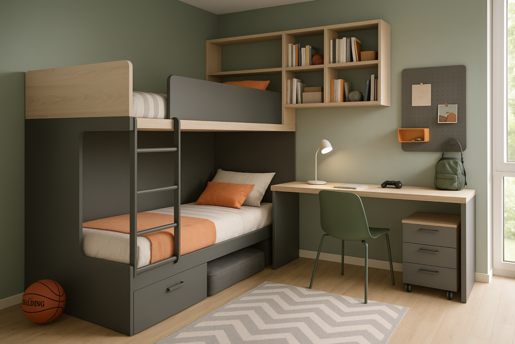 Cameretta con Letto a Castello Moderno per Ragazzi
