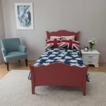 letto singolo in legno con finitura rosso