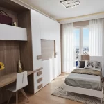 Cameretta a Ponte Angolare con Armadio Battente e Scrivania Integrata