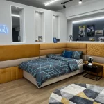 Letto Singolo con Parete Imbottita e Contenitor