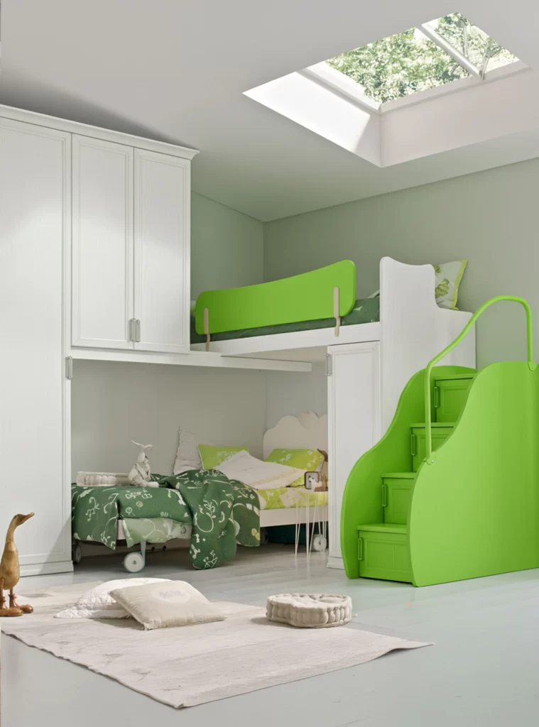 Letto a soppalco con secondo letto estraibile