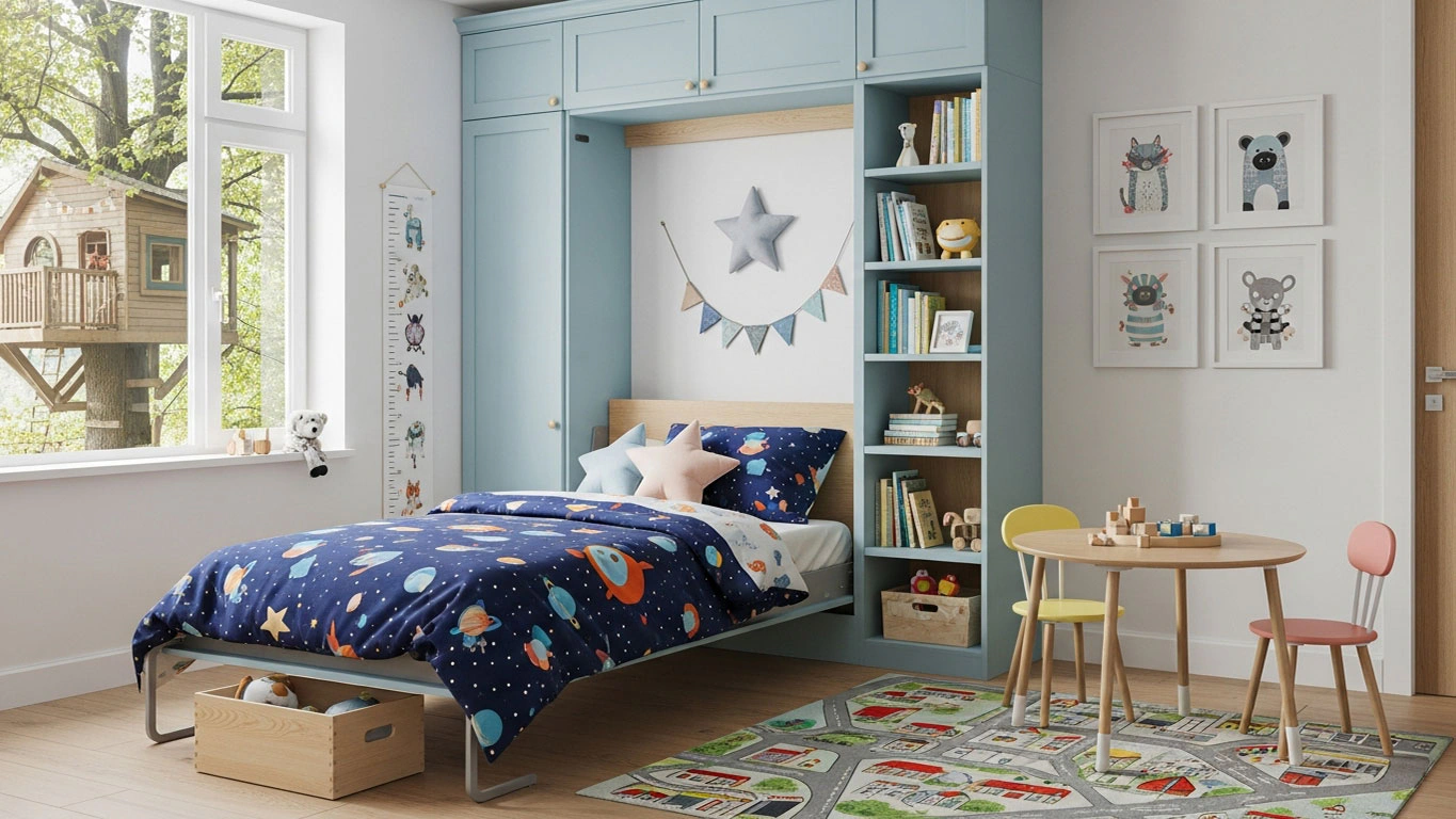 copertina letto a scomparsa per camerette