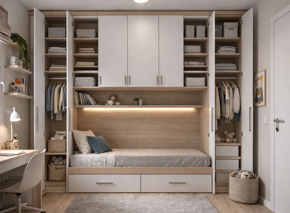 letto con armadio a ponte salvaspazio